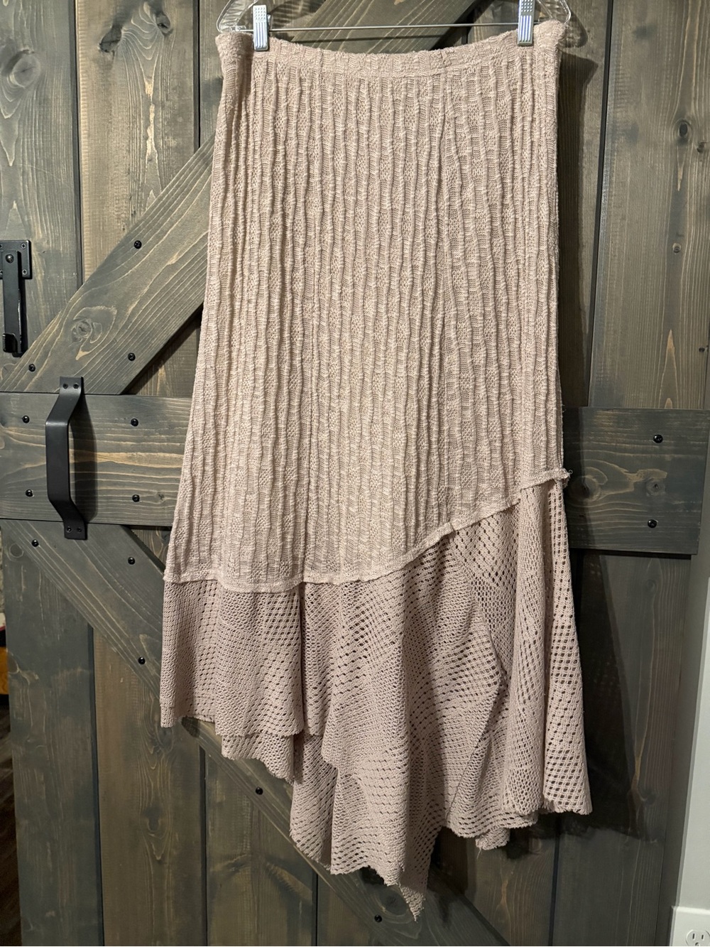 indigo soul Asymmetrical Layered Knit Skirt - Taupe XL